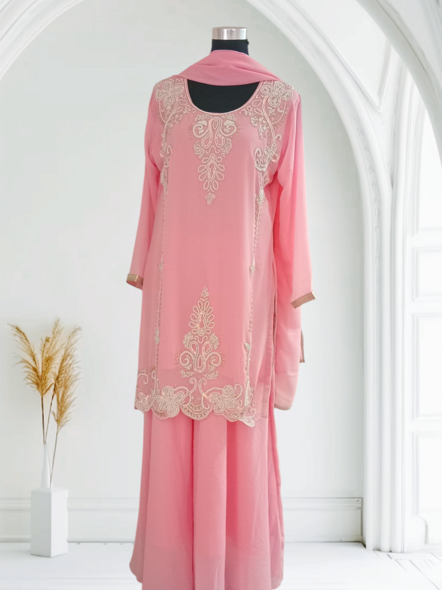 Baby Pink Soft Faux Georgett Suit