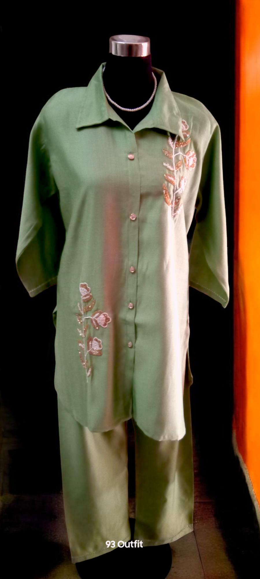 Pista green Vatican Cotton Silk Party Wear Coordset