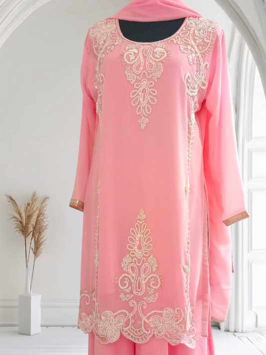 Baby Pink Soft Faux Georgett Suit