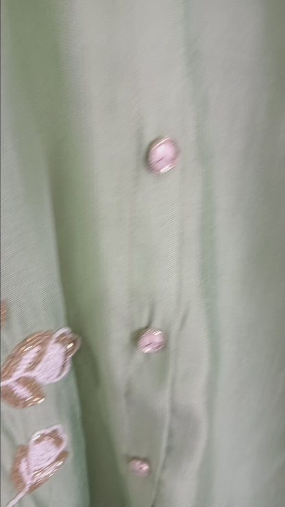 Pista green Vatican Cotton Silk Party Wear Coordset